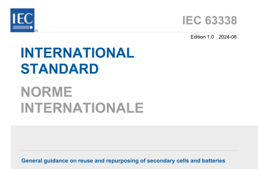 IEC 63338:2024 pdf download - General guidance on reuse and repurposing of secondary cells and batteries