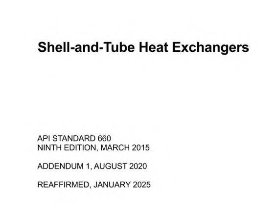 API STD 660:2015(R2025) pdf download - Shell-and-Tube Heat Exchangers