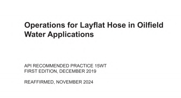 API RP 15WT:2019(R2024) pdf download - Operations for Layflat Hose in Oilfield Water Applications