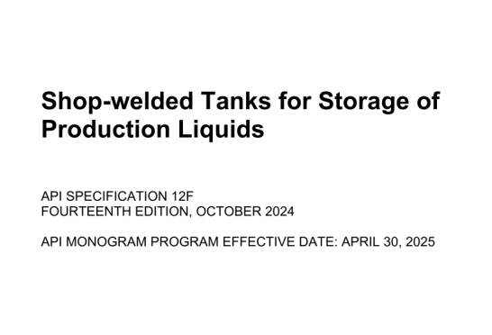 API SPEC 12F:2024 pdf download - Shop Welded Tanks for Storage of Production Liquids