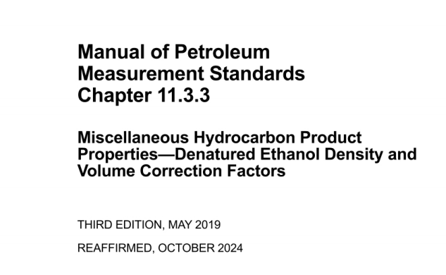 API MPMS CH 11.3.3:2019(R2024) pdf download - Miscellaneous Hydrocarbon Product Properties - Denatured Ethanol Density and Vol