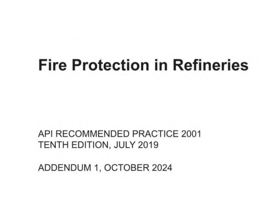 API RP 2001:2019+ADD 1:2024 pdf download - Fire Protection in Refineries