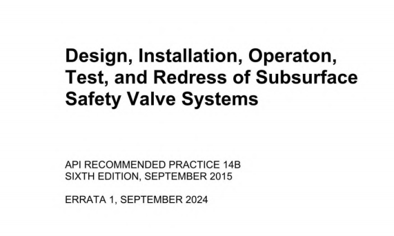 API RP 14B:2015+ERR 1:2024 pdf download - Design, Installation, Operation, Test and Redress of Subsurface Safety Valve Systems